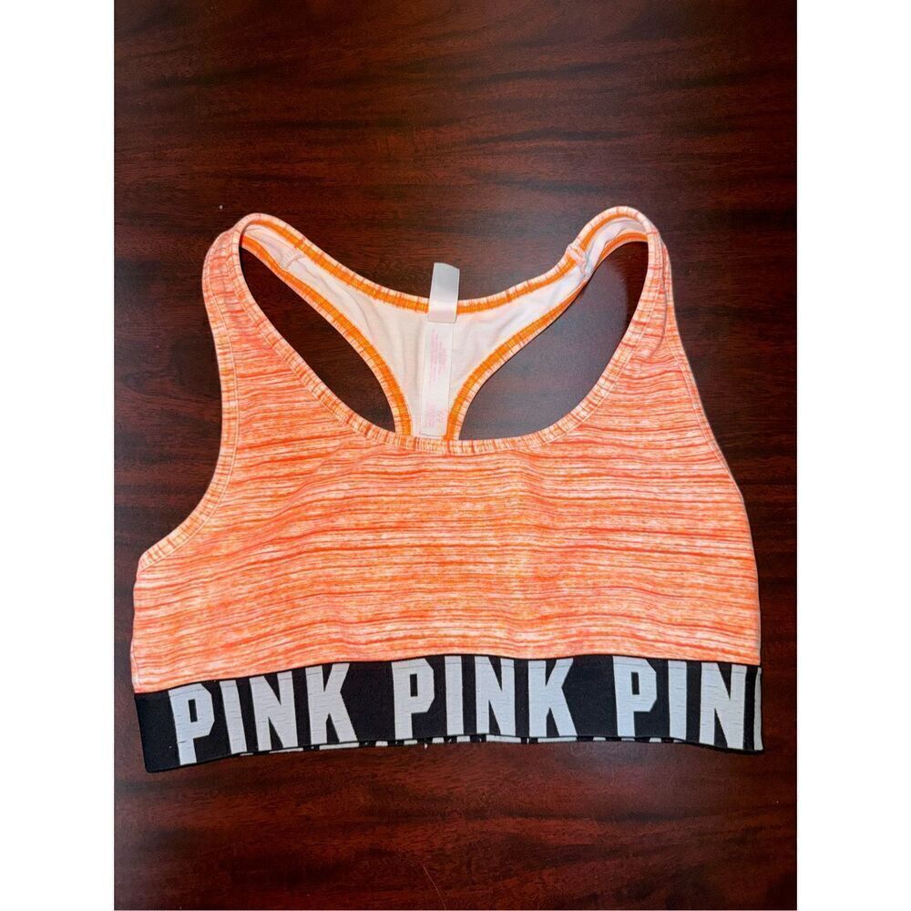 PINK Victoria’s Secret Orange Colored Pink Crop Sports Bra Size Small